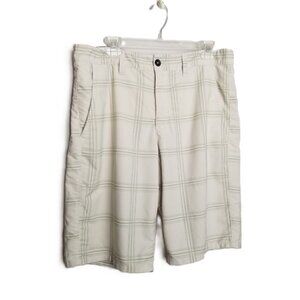 Tony Hawk Skater Shorts Size 34 White Green Windowpane Plaid Preppy Golf